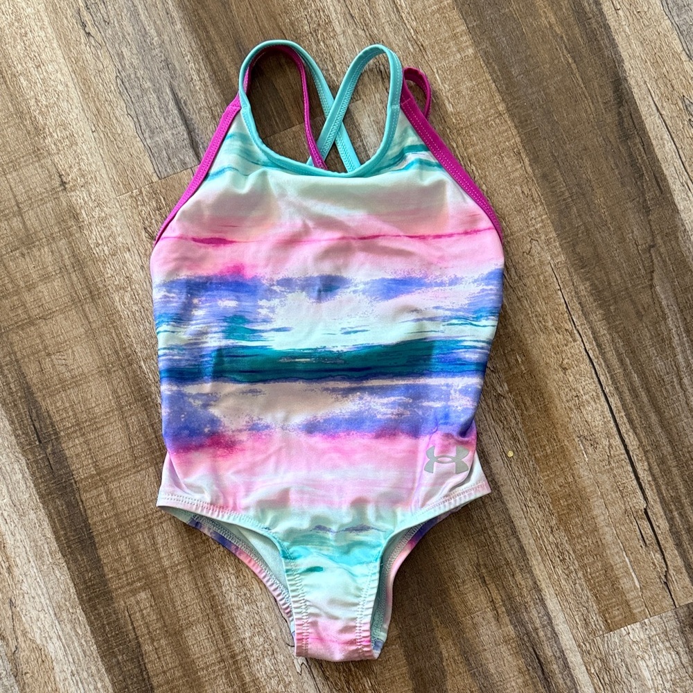 Under Armour Kids Swim One-Piece - Pink and Aqua size 3T